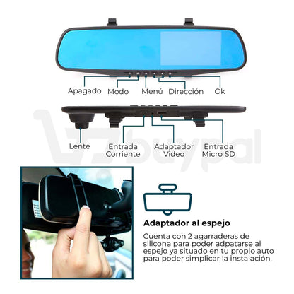 ESPEJO RETROVISOR CON DOBLE CAMARA